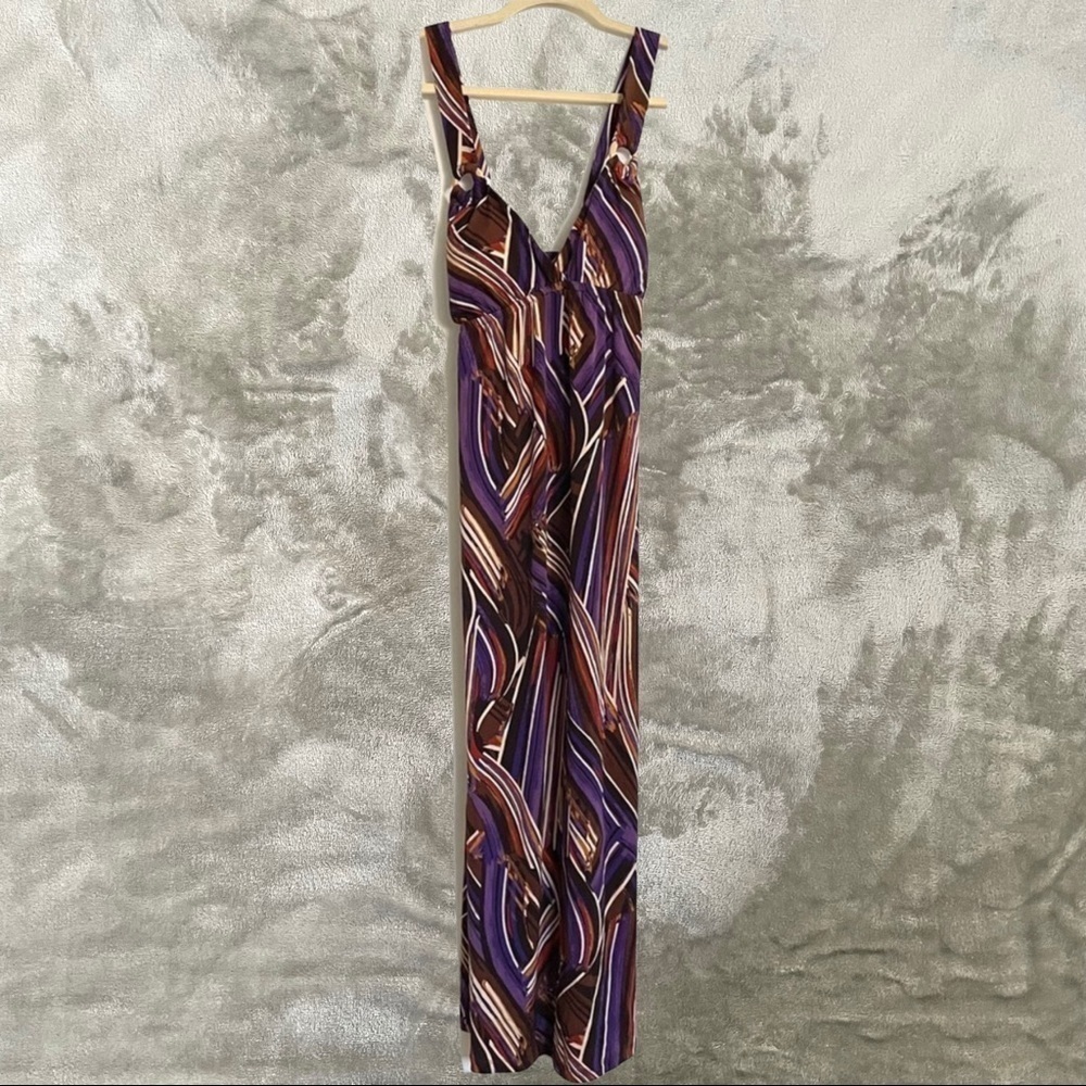 NWT Heart Soul Purple Swirl Stripe Bold Print Maxi Dress Women’s Size Large